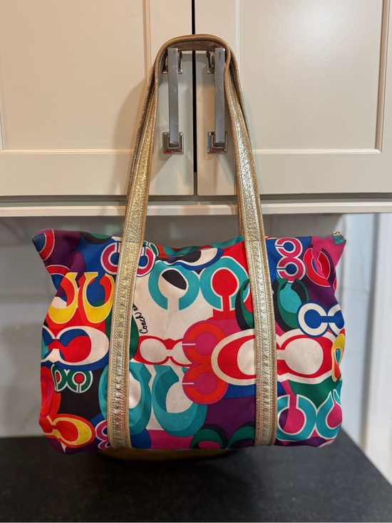 Coach Y2K POPPY POP Signature Glam Multi Color Large Tote Bag 
